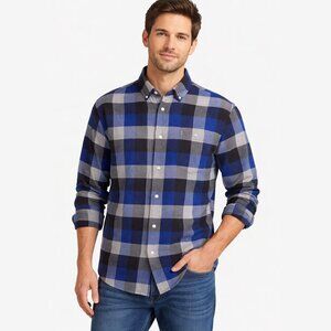 Club Room Men's Blue Plaid Flannel Shirt - Size Large - NWT
